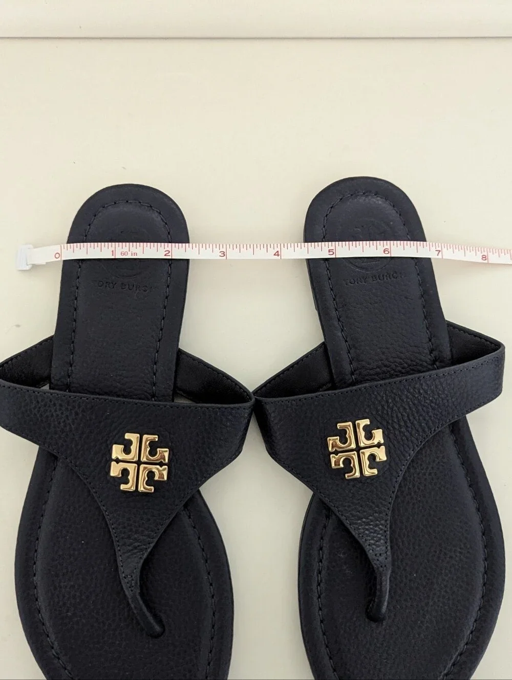 EUC! Tory Burch Jolie Flat Thong Sandal In Navy Blue Size 6.5